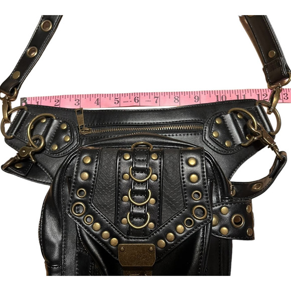 Black and Gold Studded Crossbody Bag - Picture 7 of 15